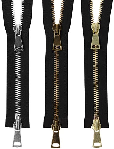 DOITEM 60 cm #8 Reißverschluss Metall Reißverschluß 2 Wege Teilbar Reissverschluss für Jacken Nähen Mäntel, 3Pcs (Bronze und Silber Gold)