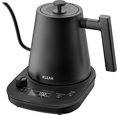 KLEAH - Hervidor eléctrico de cuello de cisne con control de temperatura, apagado automático de 0,8 l, hervidor de té y café, hervidor de agua caliente para verter sobre el hervidor de café,