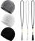 Jiuguva 6-teiliges Kufi-Hut-Set für Männer: 3 handgemachte gestrickte muslimische Mützen in Weiß, Grau und Schwarz, 3 muslimische Tasbih mit 99 Perlen, atmungsaktiv, bequem und langlebig