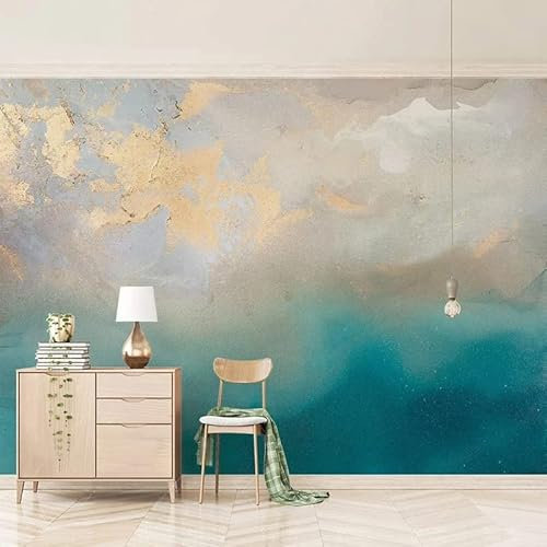 Custom Size Wall Murals，Modern Abstract Oil Painting Blue Sea，Removable Peel and Stick Self-Adhesive Wall Murals Large Photo Wallpaper