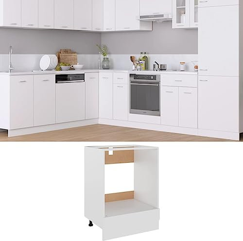 FIRBNUS Meuble de Cuisine Armoire à Four avec Etagère Blanc 60x46x81,5 cm Aggloméré Armoire de Rangement Grande Capacité Largement Utilisée dans Restaurants Hôtels Lieu de Travail
