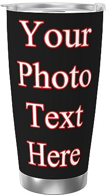 NLWQEKV Bicchiere termico personalizzato Tazza personalizzata in acciaio inossidabile con testo fotografico, Tazza da caffè da viaggio personalizzata Tazza da auto Regali per uomo Donna Papà Mamma