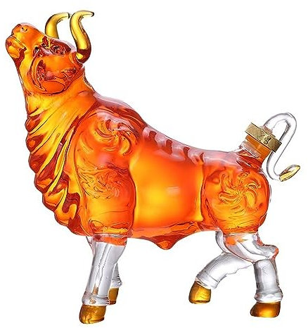 TIOCA Home Charging Bull Liquor Decanter Made Bourbon, Whiskey, Scotch, Rum, Tequila Personality Jug, Glass Wine Decoration Jug Wine Separator 1000ML/1500ML/2500ML (Color : 1000ml)