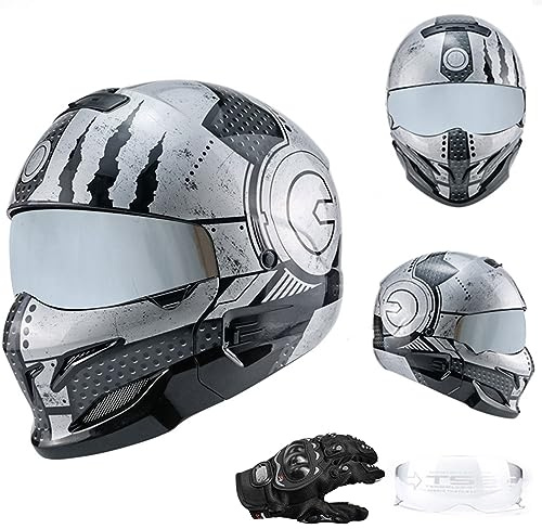 RUANLOV Modular Helm Motorrad mit ECE DOT Zertifizierung Klapphelm Flip up Motorradhelm Integralhelm Herren Damen mit verstärktem Kinnschutz Chopper Moped Mofa Roller (B M=57~58CM)
