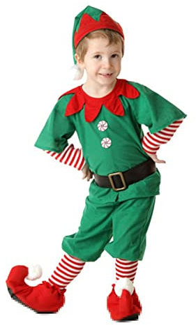 Weihnachtself - Weihnachtswichtel - Kobold - Weihnachten | Kinder Weihnachtself Kostüm Cosplay Eltern-Kind Weihnachtskostü | Polyester-Kleidung für Halloween, Weihnachten,Damen Herren Kinder