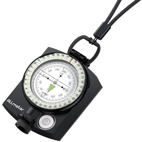 ALLmeter Kompass Outdoor Wasserdicht IP54 Compass Klein mit Tragetasche Anleitung für Camping Jagd Wandern Geologie Aktivitäten
