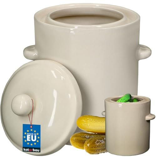 KOTARBAU® Sauerkraut - Pentola in terracotta da 5 l, con coperchio, in gres porcellanato, fermentazione, cetriolo, cetriolo, in gres