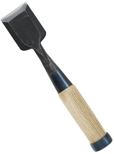 KAKURI Cincel de madera japonés para carpintería de 42 mm, fabricado en Japón, cincel de madera Oire Nomi, hoja de acero de alto carbono japonesa afilada, mango de madera de roble blanco