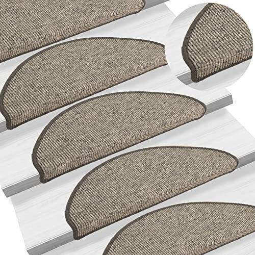 ZEYUAN Stufenmatten Selbstklebend 15 STK Treppenmatten, Treppenstufen Matten, Teppich Treppenstufen, Treppenteppich, Treppenauflagen Teppich, Grau und Beige 65x25 cm