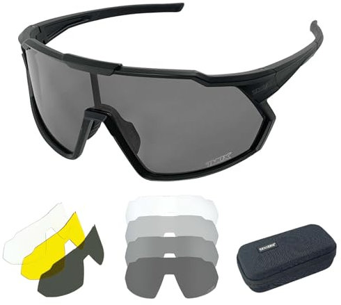 TWO-X Speed Fahrradbrille Photochrom Sportbrille selbsttönend Unisex Radbrille Sonnenbrille schwarz