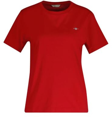 Gant Herren T-Shirt - Regular Shield, Rundhals, Kurzarm, Baumwolle, Stickerei Rot (Ruby) 5XL