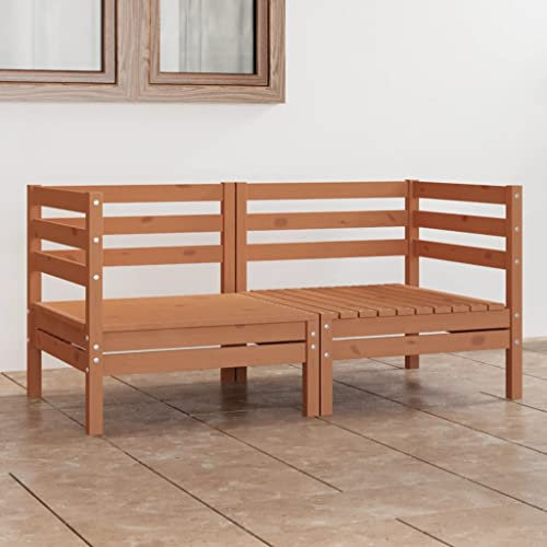 RAUGAJ Schöne Outdoor-Sitzgelegenheit, Outdoor-Sofas, Garten-Sofa, 2-Sitzer-Sofa, Honigbraun, massives Kiefernholz