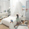 Odot Betthimmel Babybett, Einfacher Stil Betthimmel Mädchen und Jungen Himmelbett Vorhänge Kinder Baldachin Kinderzimmer Rund Hängende Princess Moskitonetz für Babyzimmer (Weiß,65cm)