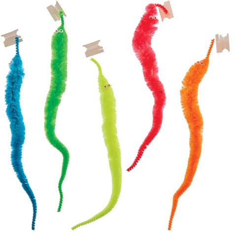 Baker Ross FN151 Fuzzy-Spiralwürmer - 5er-Pack, Trickwürmer für Streiche, praktische Scherze, Partytütenfüller
