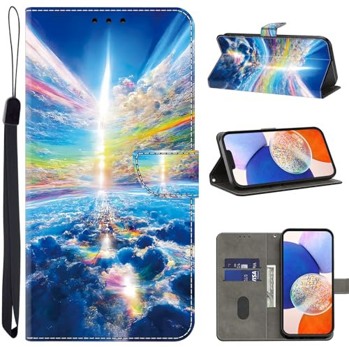 TUOLISG Handyhülle für Huawei P20 Pro Hülle,Schutzhülle Huawei P20 Pro PU Leder Wallet Kartenfach Ständer Klapphülle Lederhüllen Flip Case für Huawei P20 Pro -Bunter Himmel