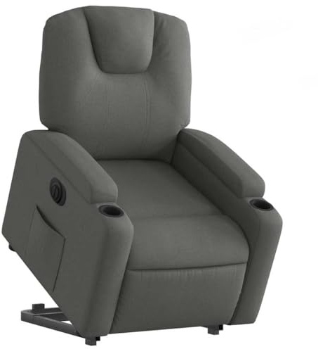 vidaXL Relaxsessel, Sessel mit Aufstehhilfe Elektrisch, Fernsehsessel mit Liegefunktion, Liegesessel Aufstehsessel für Wohnzimmer, Dunkelgrau Stoff