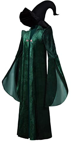 Lotrcosor Damen Professor McGonagall Kostüm mit Hut Halloween Hexe Robe Umhang