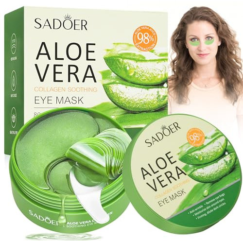 60 PCS Collagen Augenpads,Augenpads Gegen Augenringe,Hyaluronsäure Augenmaske,Falten,Tränensäcke,Puffiness,Feuchtigkeit Spendende Augenmaske,Augenringe Entfernen (Aloe Vera Collagen)