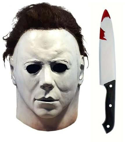 Boolavard Michael Myers Masken Halloween Horror Cosplay Kostüm Latex Requisiten (Maske + Messer)