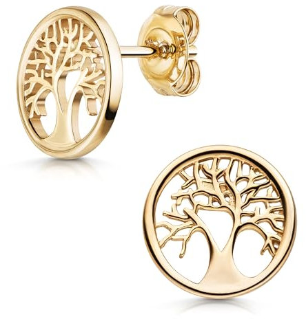 MATERIA by Matthias Wagner Damen Ohrstecker Gold 333 rund - Filigrane Lebensbaum Ohrringe GO-14