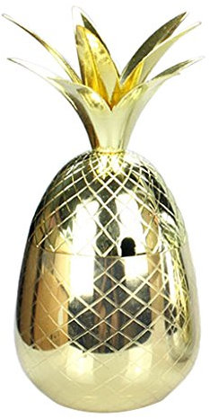 Pleayietoopiatiey Bicchiere da cocktail con ananas da 500 ml, in acciaio inox, colore oro