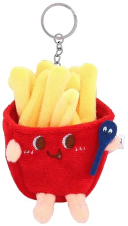 EIROVYA Schlüsselanhänger Plüsch Plush Keychain Cute Damen Kinder Pommes Kuscheltier Taschenanhänger Taschen Charms Bag Charm Deko Rucksack Tolle Geschenk Idee Weihnacht Geburtstag, 1 Stück