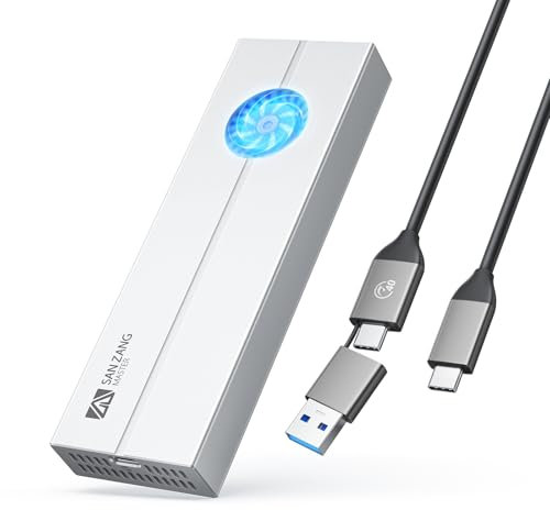SAN ZANG MASTER 40 Gbps M2 SSD Gehäuse, USB 4 NVMe SSD Gehäuse für Thunderbolt 4/3 (Silver)