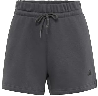 adidas Women's Essentials SMALL Logo Feel Cozy Shorts, Grey six/Black, L