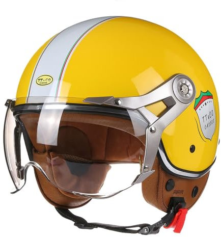 VVPEC Mezzo Casco Moto Vintage Tedesco Caschi A Faccia Aperta retrò Omologato ECEDOT Donna Uomo Adulto Casco A Scodella con Visiera Parasole Estivo Jet Casco da Motociclista(2,M=57~58cm)