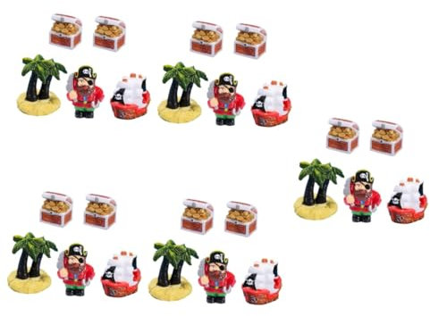 ULTECHNOVO 5 Sätze Piratenschiff-Ornamente Zahlen Schatz Figur Piratenminiaturen Piratenspielzeug Piraten-Requisiten Kleiner Piratenhandwerk Piratenschmuck Harz