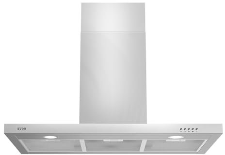 Svan Campana Extractora Tipo T 90cm Inox SCPT901AX. Potencia 233m3/h, Tiro Doble, 3 Velocidades, Control Manual, Filtro apto para Lavavajillas