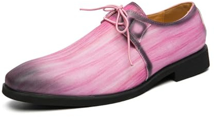 KYOESCAI Homme Ville Chaussure Habillées Formelles Affaires à Lacets Oxford pour Hommes Chaussures de Costume,Rose,43 EU