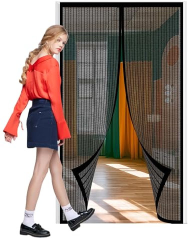 Zanzariera Magnetica per Porta Camper 230 x 226 cm Installazione Senza Fori Rete Fine, Tenda Totalmente Magnetica per Corridoi Porte Patio, Nero