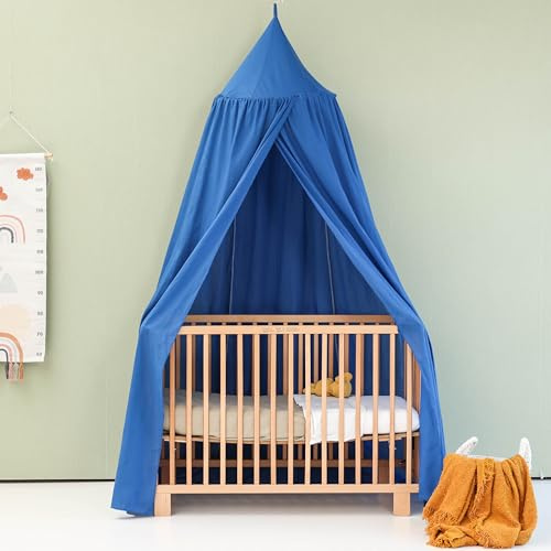 Ciel de Lit Bleu, Baldaquin Rond Élégant pour Chambre d'enfant | Moustiquaire Bébé pour Berceau, Lit ou Couffin - Décoration de Chambre