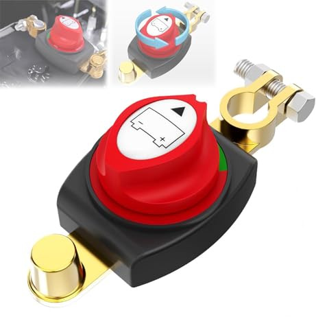 Battery Isolator Switch 12V-48V, 3rd Generation Top Post Battery Disconnect Switch,Battery Kill Switch Negative On/Off for Car, Marine, Boat, RV (12-48V Battery Switch)