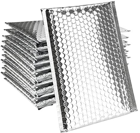ZEONHEI 75 PCS Metallic Bubble Mailers, 6 x 9 Inch Poly Padded Mailers Cushioned Envelopes, Foil Self Seal Shipping Bags for Mailing, Shipping, Packing, Silver