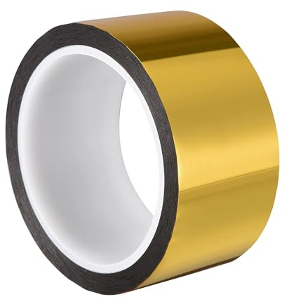 TA-VIGOR 40mm Gold Tone Metalized Craft Tape Self-Adhesive Mirror-Like | Decorative Metallic Tape for Art and Crafts, Car Trim, Boat Trim, Accent Walls Graphic Arts
