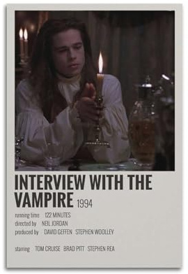 HSUREWTRK Interview mit dem Vampir-Film, 8 Poster, ästhetische Wandkunst, Leinwand, dekoratives Gemälde, Vintage-Poster für Wohnzimmer, Schlafzimmer, Dekoration, 30 x 45 cm, ungerahmter Stil
