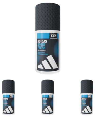 adidas, Sport Fresh Deodorante Roll-On Antitraspirante Uomo, Profumo Fresco, 72 Ore di Protezione dal Sudore, Delicato sulla Pelle, Formula Vegana, 50 ml (Confezione da 4)