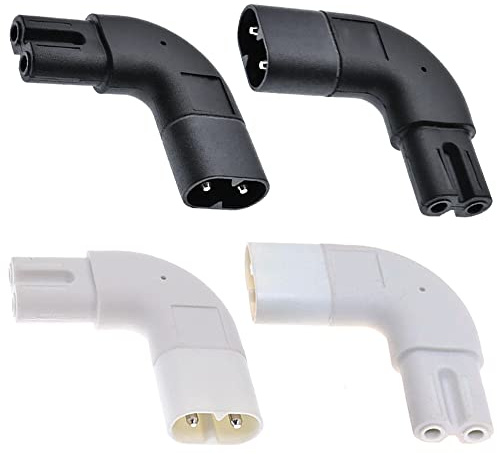 HAAMNING7 IEC320 C7 auf C8 rechtwinkliger AC-Adapter, 2-Pin Abbildung 8 90 Grad C7 Buchse auf C8 Stecker Konverter, Schwarz-Weiss (4 Packungen)