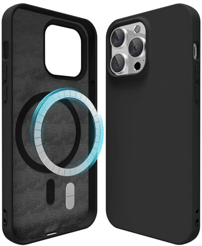 oakxco Silicone Case for iPhone 13 Pro Max Compatible with Magsafe Magnetic Wireless Charging, Slim Thin Soft Rubber Gel with Magnet, Matte TPU Mag Cover for Women Men, Black