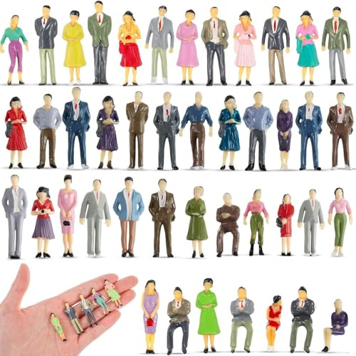 VICDUEKG 50 Stück 1: 50 HO Maßstab Modell Figuren Verschieden Posen Sitzend und Stehend Kleine Modelle von Menschen Miniatur Figuren Architekturmodell Bemalte Miniaturleute