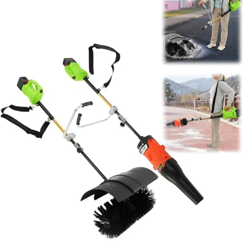 HUOMMGS 2 In 1 Laubbläser & Schneefräse Akku Kehrmaschine mit 55cm Kehrkopf, Schutzabdeckung Upgrade Schneeschieber Profi Straßenkehrmaschine Hoheleistung Schneeräumer für Blätter, Schnee