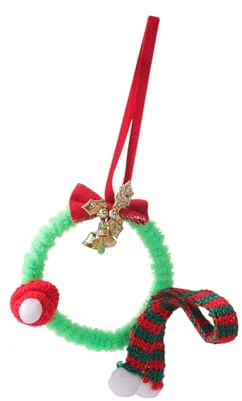 Oxxggkao Aro pequeño de forro polar para decoración de Navidad, para puerta, suspendido, con campanas de cinta, para el hogar, terciopelo suave
