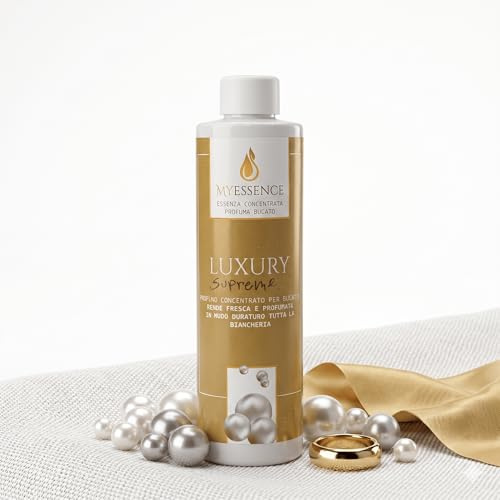Profumatore Bucato Lavatrice 250ml MyEssence - Essenza Profumo Concentrato Oltre 50% - Fragranza Persistente a Lunga Durata per Panni e Tessuti - Profumo Lavatrice Intenso (1 Pezzo, Luxury)