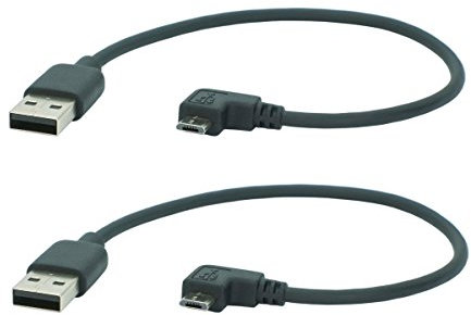 SunshineTronic 2 Stück 0,2m Premium High Speed Micro USB 2.0 Ladekabel Datenkabel mit 90° Winkel-Stecker