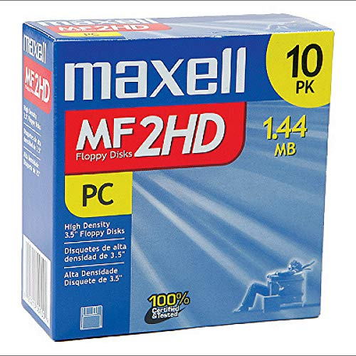 Maxell MF2HD 3.5 1.44MB Disquete de discos IBM preformateados de alta densidad (paquete de 10)