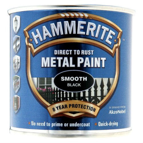 Hammerite Smooth Black Metal Paint 250ml Case of 4