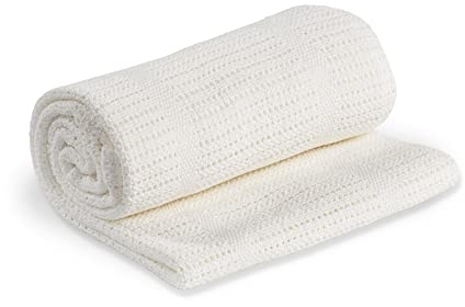 Lulujo Baby Cellular Baby Blanket, White