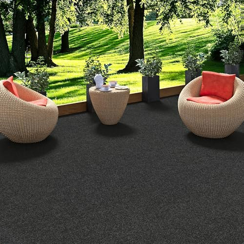 exteriortrend Komfort Kunstrasen Rasenteppich mit Noppen Kingston Anthrazit Mix in 19 Größen
